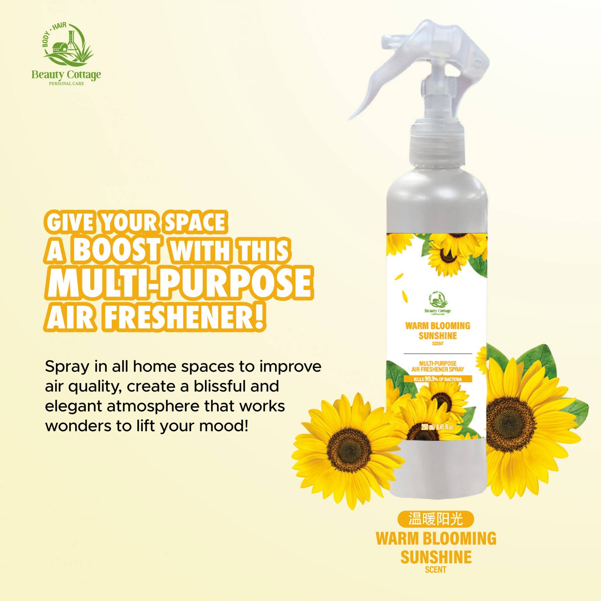 Beauty Cottage MultiPurpose Air Freshener (Warm Blooming Sunshine) 250ml